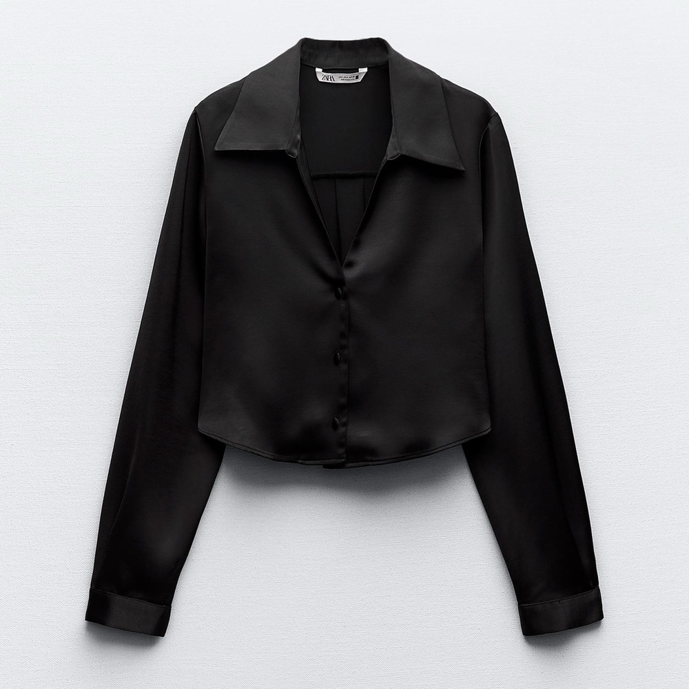 Satin effect crop blouse